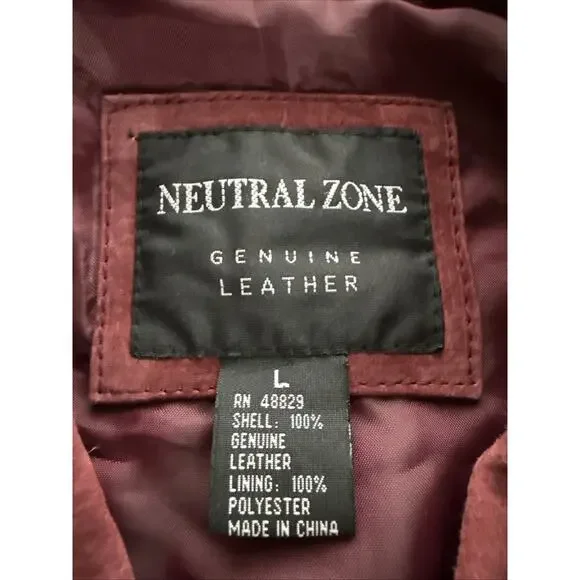 Vintage Neutral Zone Red Suede Leather Short Trench Coat Belted NWOT Women